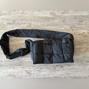 Womens Handbag Black Padded Puff Quilted Nylon Shoulder Crossbody Minimalist